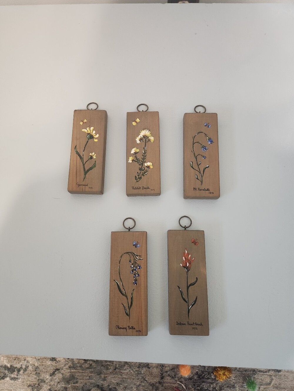 Vintage Signed Wildflower Wooden Art